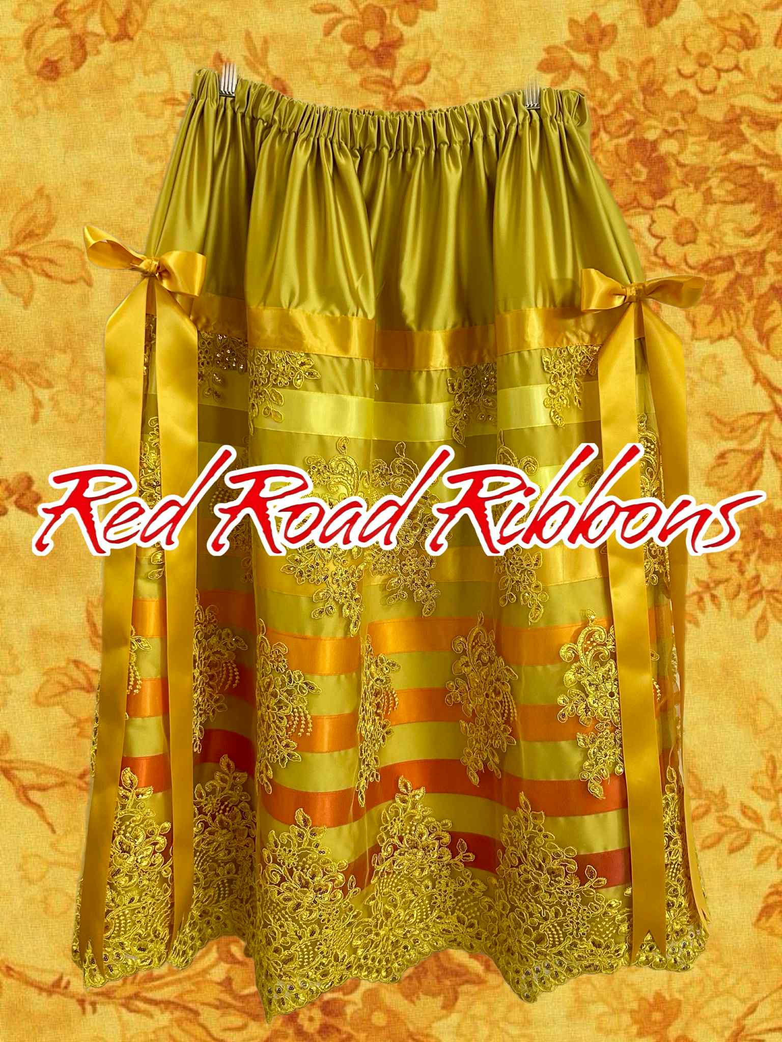 Red Road Ribbon Skirt ~Gold