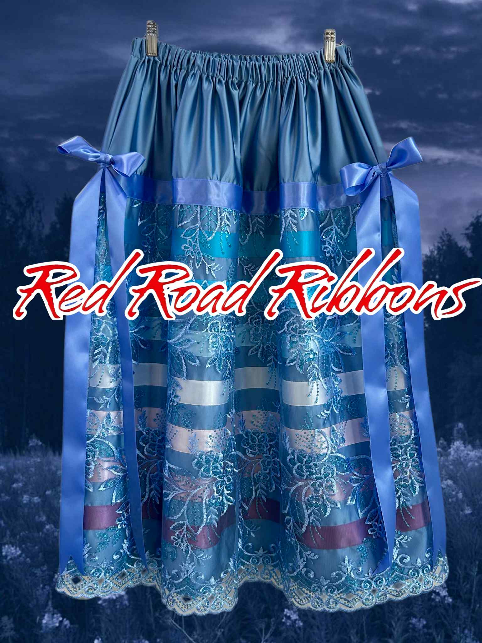 Red Road Ribbon Skirt ~ Blue