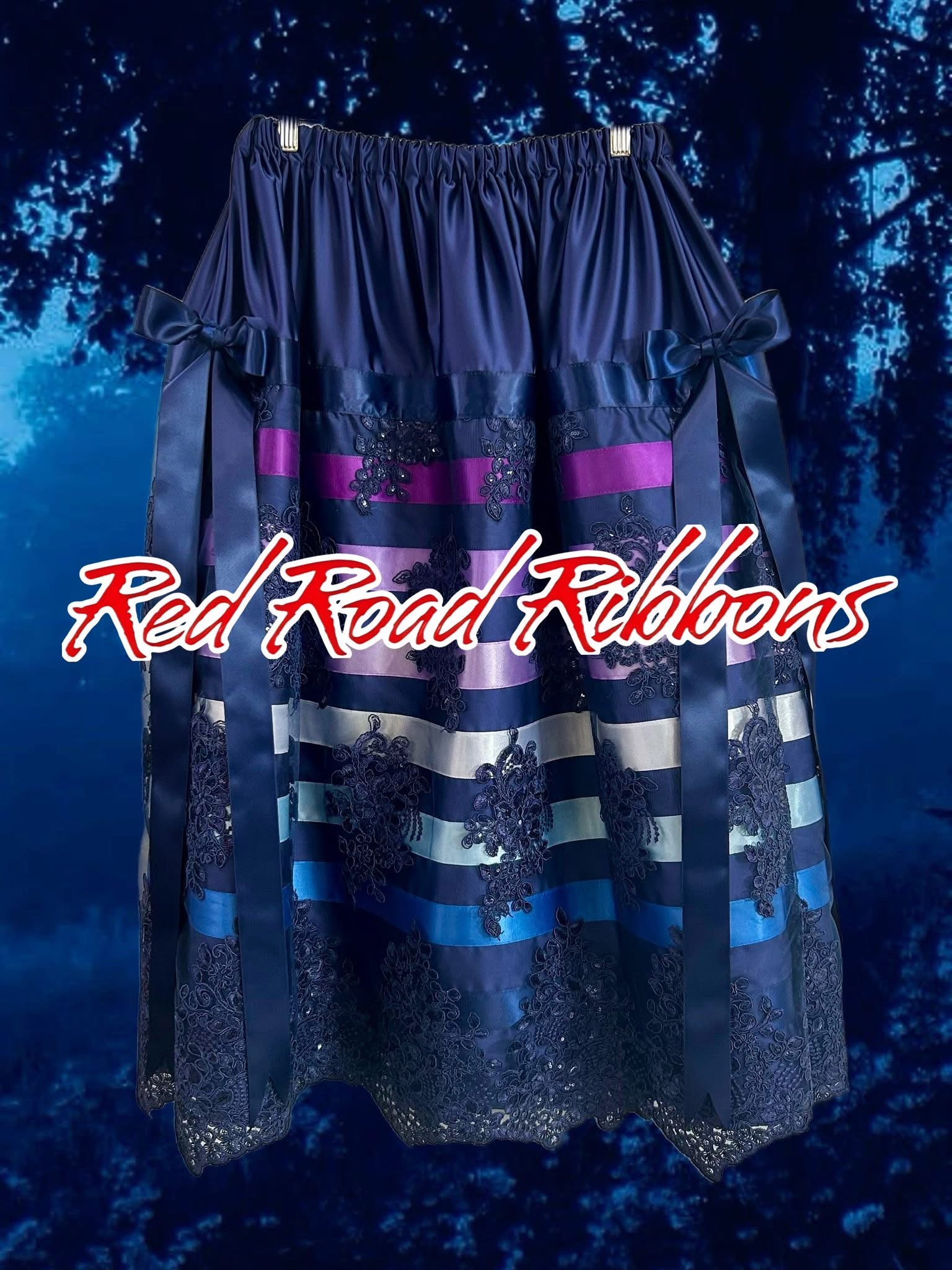 Red Road Ribbons Skirt ~ Navy
